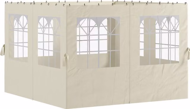 Set di 4 pannelli laterali Outsunny per gazebo da giardino con cerniera, colore bianco crema, per gazebo 3 x 4 m