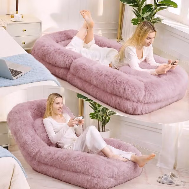 Poltrona Gaming da Terra ¨C MINIMAL ¨C Rosa, Tessuto Peluche, Regolabile 5 Livelli