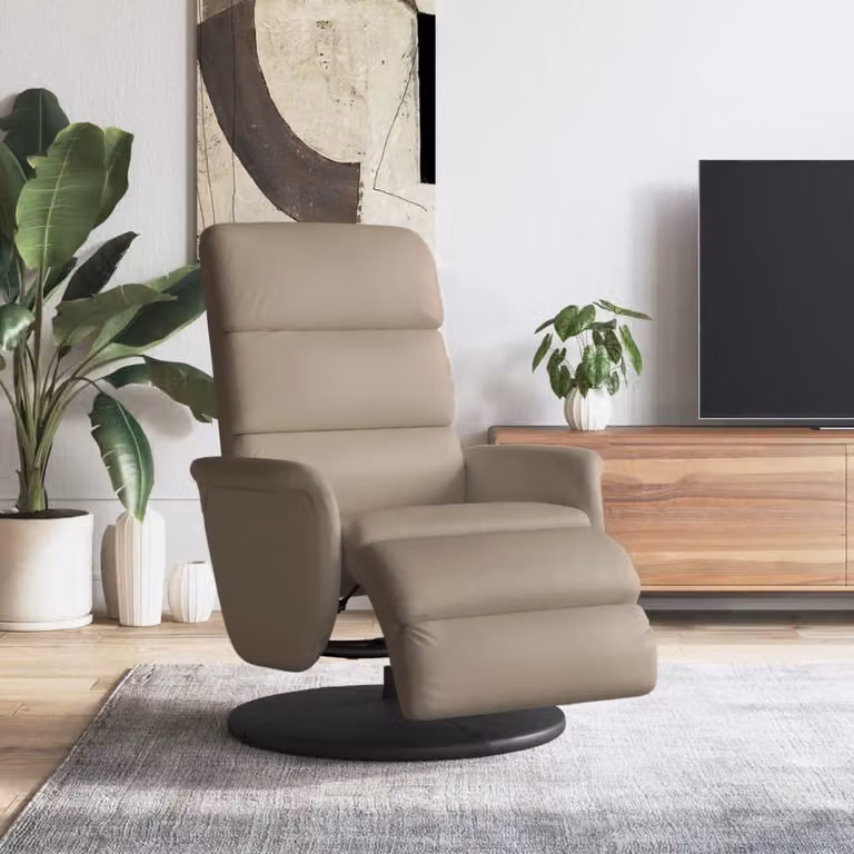 Maison Exclusive - Poltrona relax con poggiapiedi, color cappuccino, rivestita in ecopelle