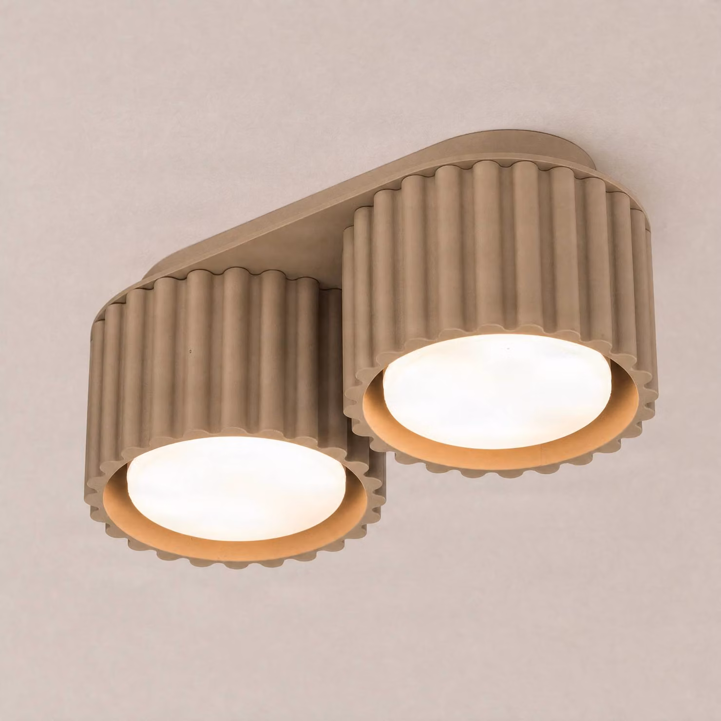 Plafoniera soffitto Aura 2 SOLLUX LIGHTING, dimmerabile, Alluminio / Grigio / Zincato, Corridoio, Alluminio, Moderno, Plafoniera