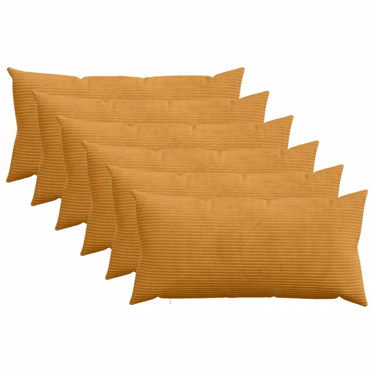 Set di 6 federe vidaXL HEERLEN in velluto a coste, Giallo, L 40 x P 80 cm