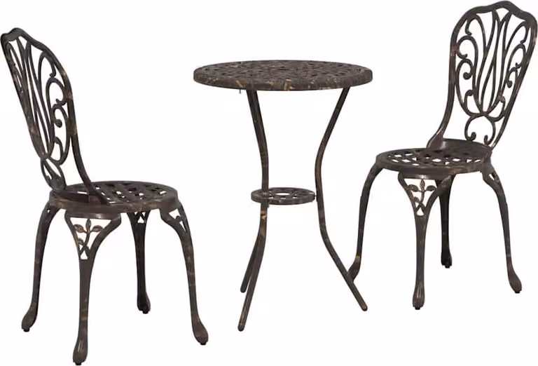 Set Bistro da Giardino 3 pcs Bronzo Alluminio