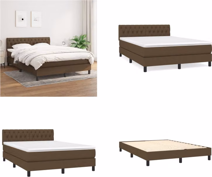vidaXL Letto a molle con materasso in tessuto marrone scuro 140x200 cm - Letto a molle - Boxspringbetten - Bett - Schlafzimmermöbel