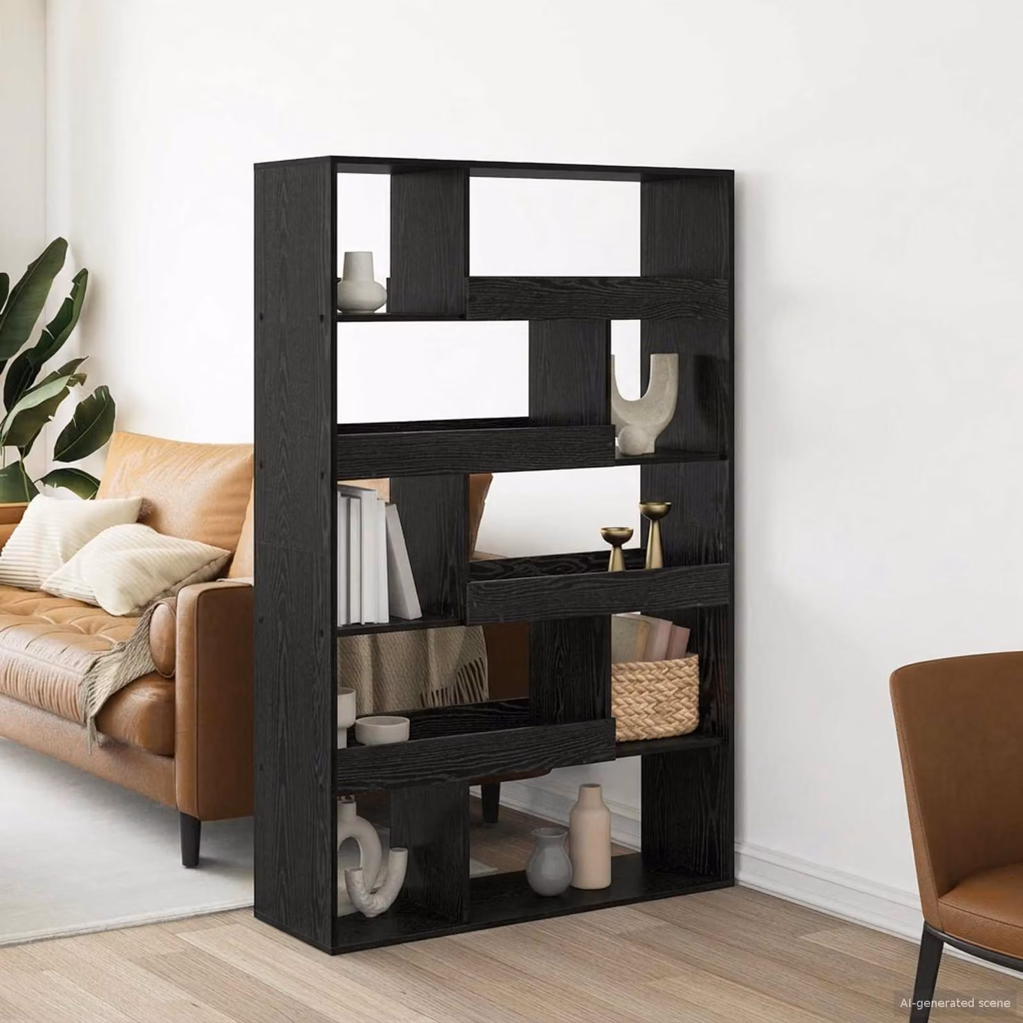 Scaffale per libri vidaXL in legno ingegnerizzato MDF nero opaco L: 100 cm, P: 33 cm, H: 156,5 cm