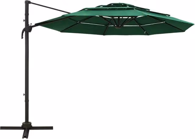 Ombrellone a Sbalzo Videx Verde con Palo in Alluminio e Copertura in Poliestere L: 300 cm x P: 300 cm