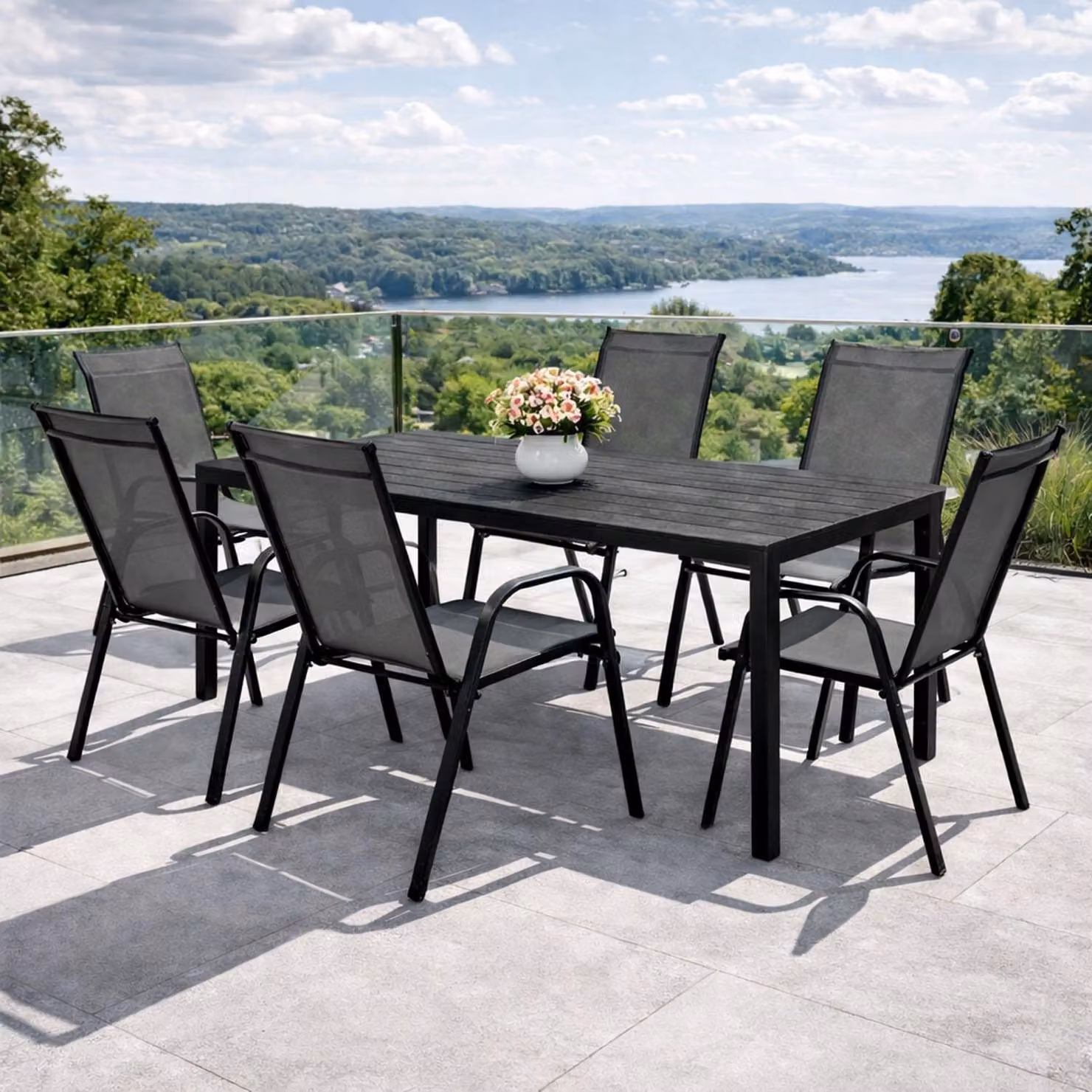 Set da giardino Set di sedute 7 pezzi 150x90cm Non-Wood