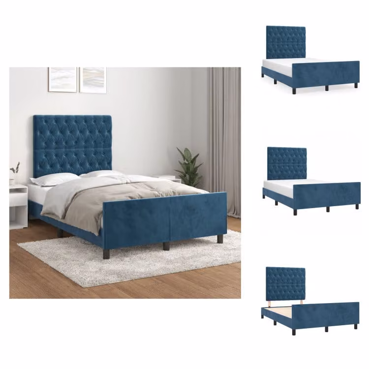 letto vidaXL con testiera in velluto blu scuro 120x200 cm - Letti & Reti