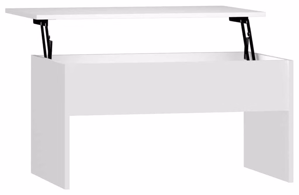 Tavolino da salotto regolabile con spazio contenitore, bianco, 80 x 50 x 41,5 cm