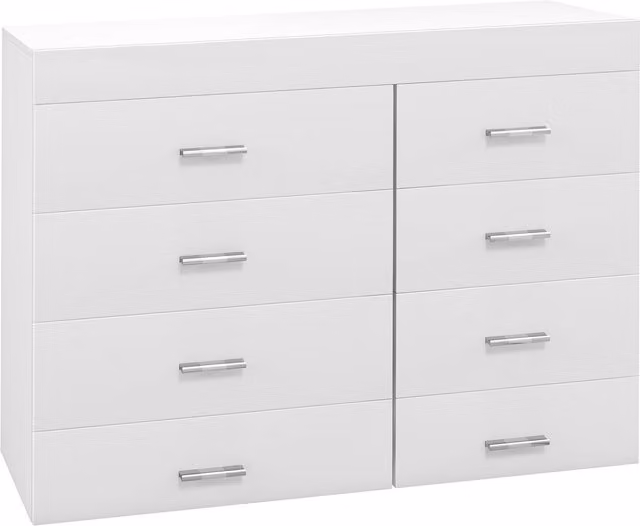 Cassettiera Aosom in legno con 8 cassetti per casa e ufficio, design moderno bianco per soggiorno, camera da letto o corridoio