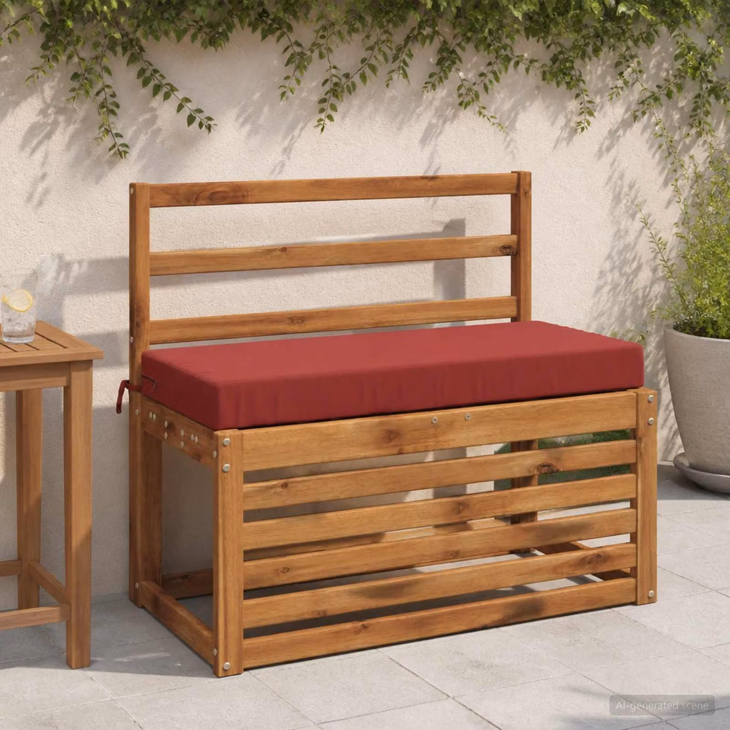 Cuscino per panchina vidaXL SOEST in poliestere rosso vino con rivestimento rimovibile e resistente ai raggi UV