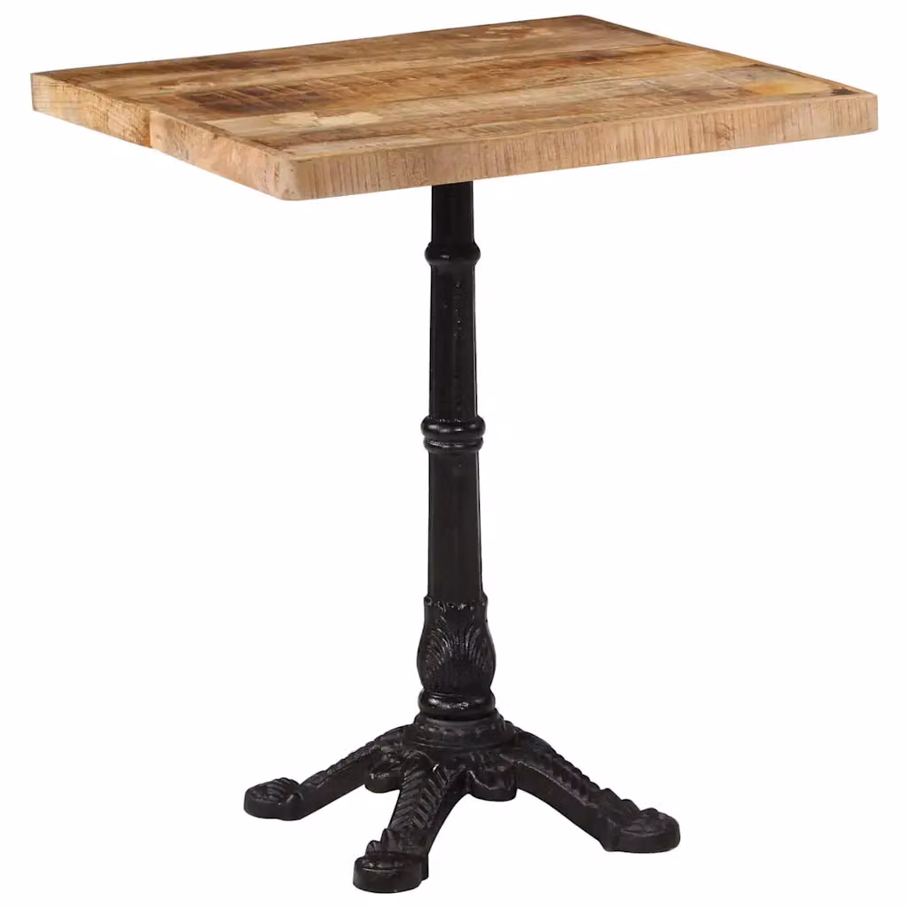 vidaXL Tavolino da Bistrot Quadrato in Legno di Mango e Metallo, Marrone, L 60 x P 60 x H 77 cm