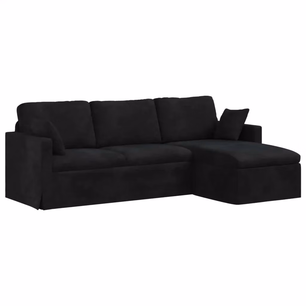 vidaXL Divano Moderno in Velluto Nero con Struttura in Metallo L: 228 cm, P: 134 cm, H: 80 cm – 2