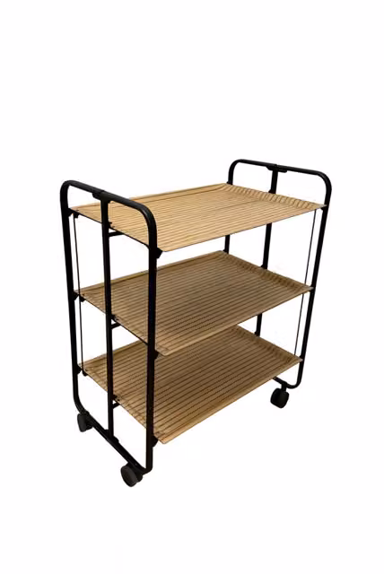Carrello da cucina pieghevole nero con ruote BAUHAUS 3 ripiani