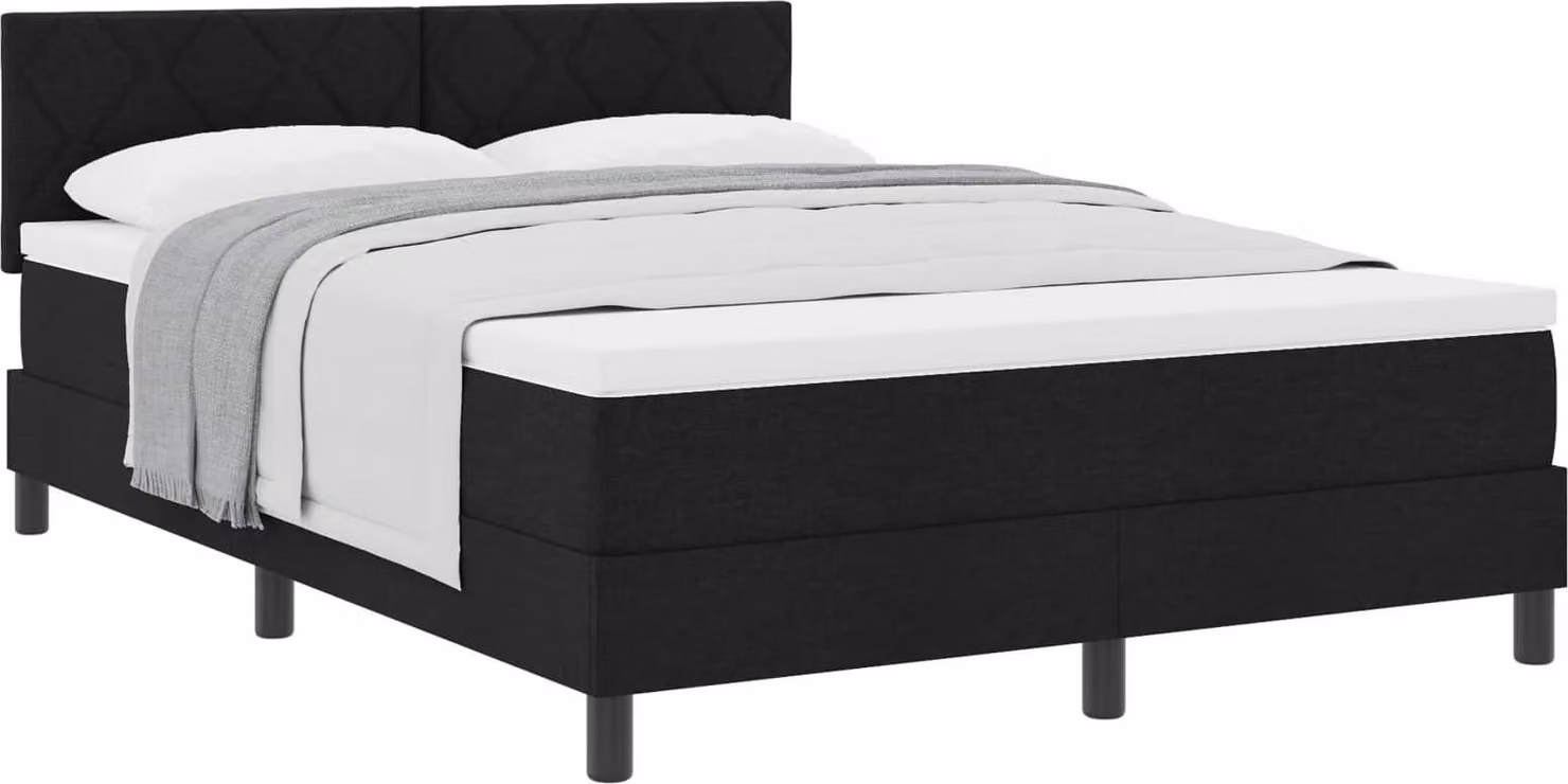 Letto a molle con materasso nero 140 x 200 cm in tessuto