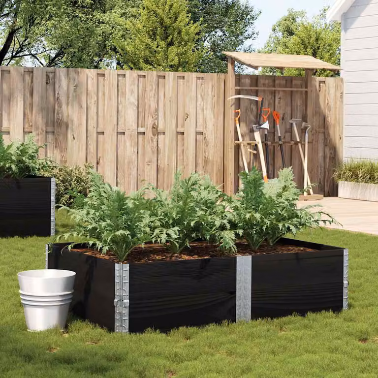 Fioriera da giardino vidaXL in legno massello di pino, colore nero, L: 150 cm, P: 100 cm