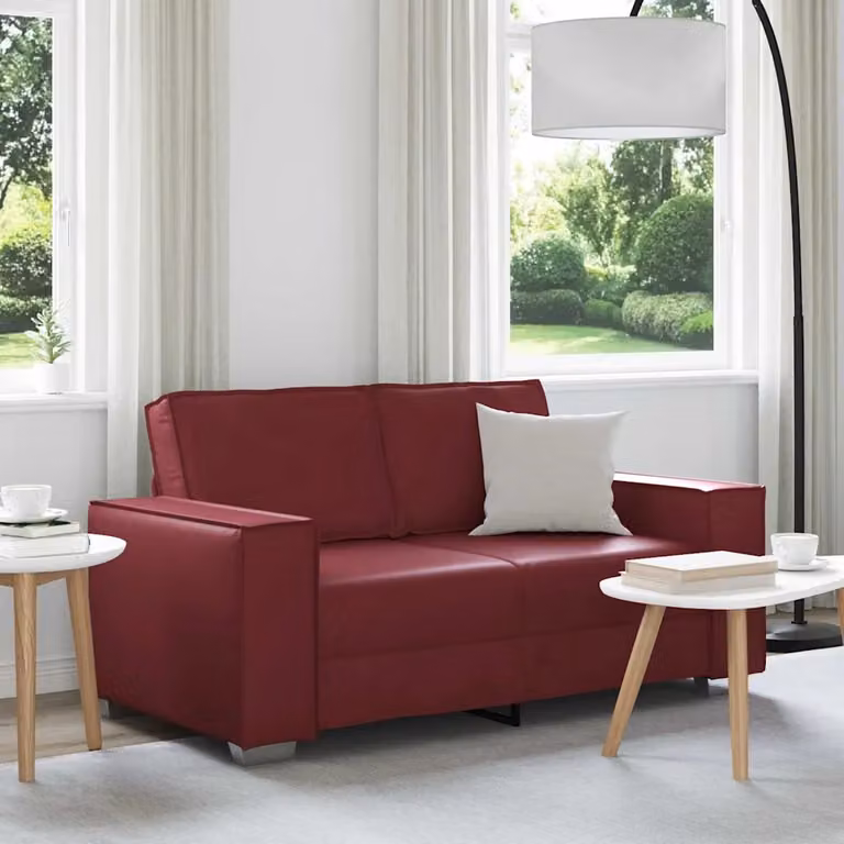 Divano a due posti vidaXL in pelle sintetica rosso, design moderno per il tuo soggiorno, L: 160 cm, H: 78 cm, P: 84 cm