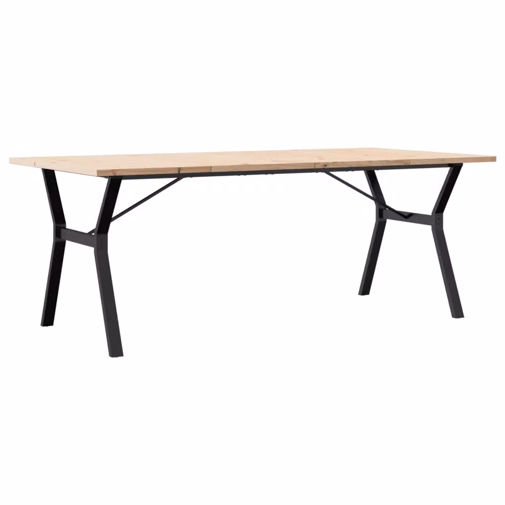 vidaXL Tavolo da Pranzo Rettangolare in Legno di Pino e Acciaio, Marrone, L: 200 cm, P: 100 cm, H: 75,5 cm – 2
