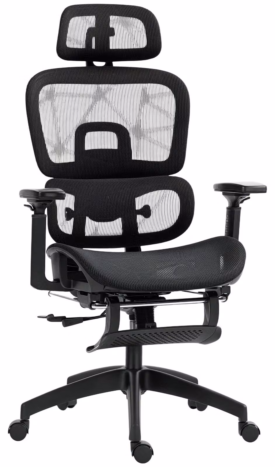 Sedia da ufficio ergonomica - Modello 921-819V00BK - Rivestimento in rete - Regolabile in altezza - Braccioli - Poggiatesta - Supporto lombare - Colore nero