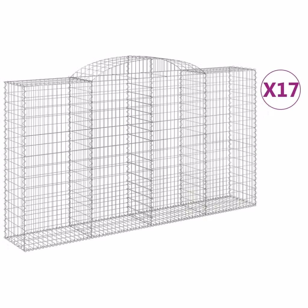 Set di 17 Cesti Gabbioni ad Arco Videx in Acciaio Zincato Argento L: 300 cm, P: 50 cm, H: 160/180 cm – 2