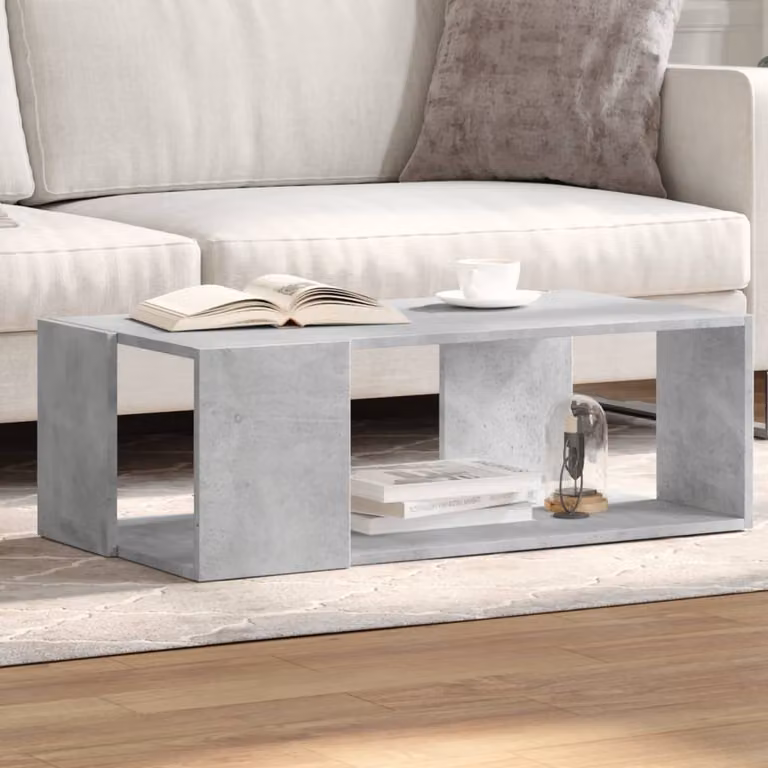 vidaXL Tavolino da salotto moderno in legno e composito, Grigio, L: 89,5 cm, P: 48 cm, H: 30 cm