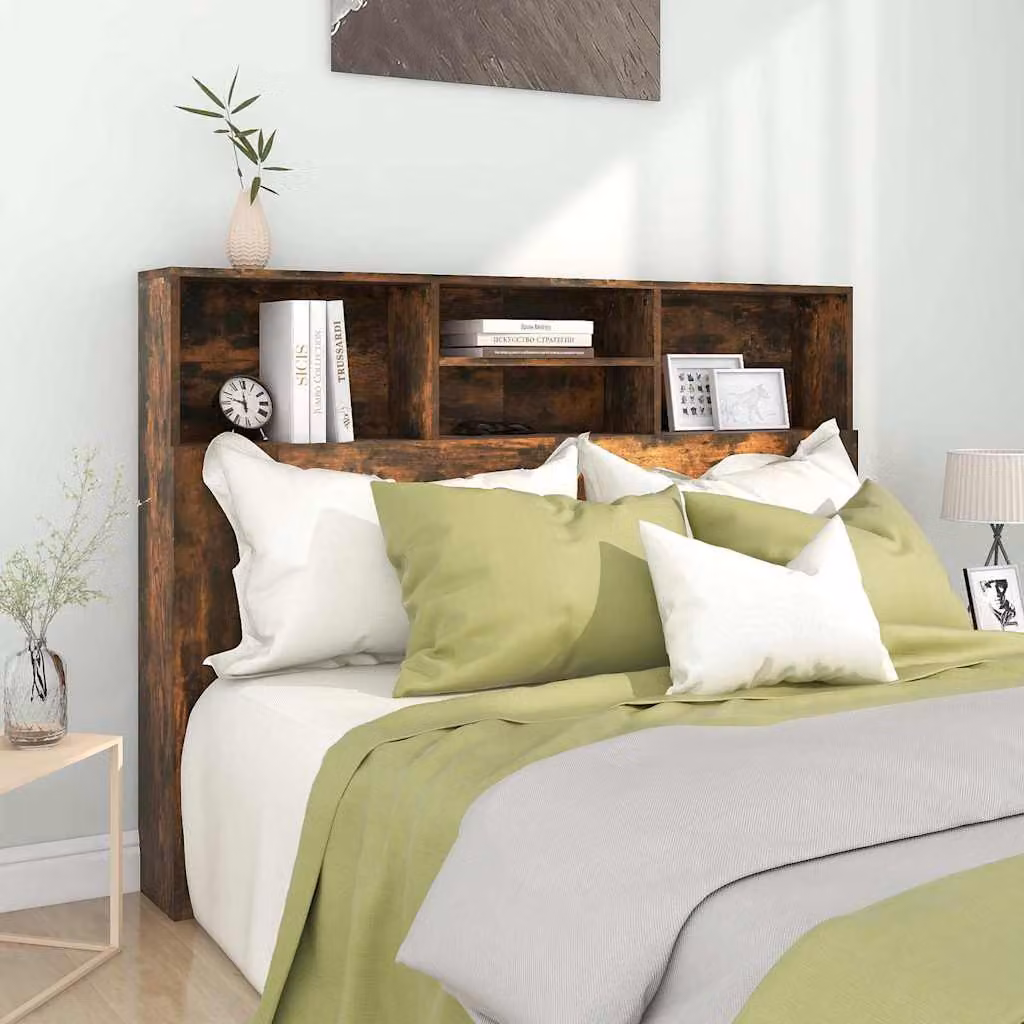 Testiera con scomparti vidaXL in legno Rovere Fumo L: 140 cm, P: 19 cm, H: 103,5 cm