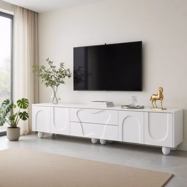 Cassettiera per TV bianca in truciolare lunghezza 180 cm