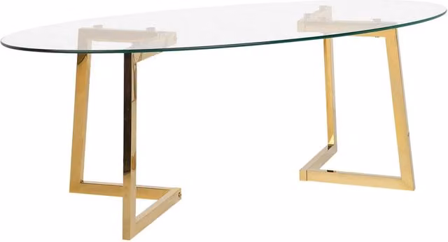 Tavolino dorato Vetro 120 x 60 cm Gambe in Metallo stile Moderno