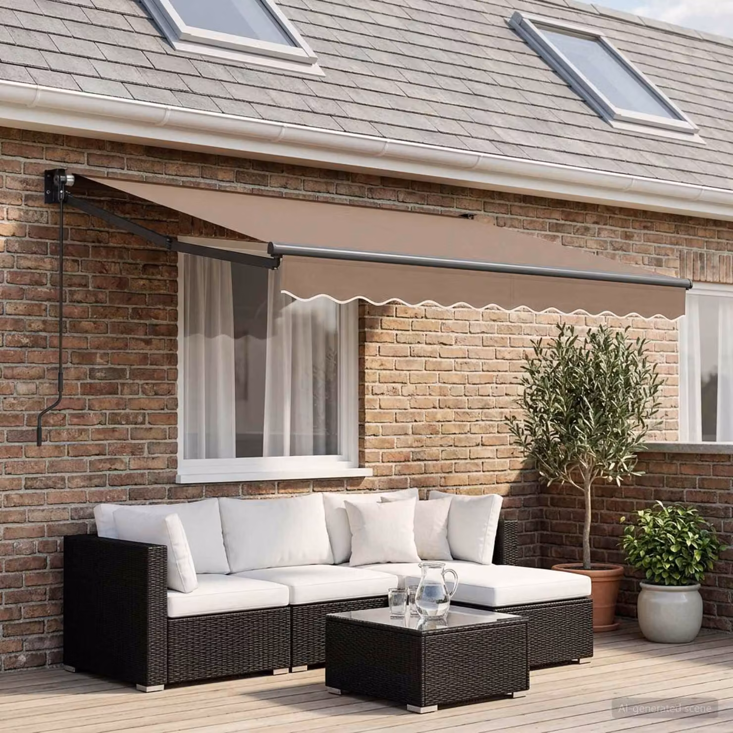 Tenda retrattile vidaXL beige in poliestere e alluminio, L: 300 cm, P: 250 cm