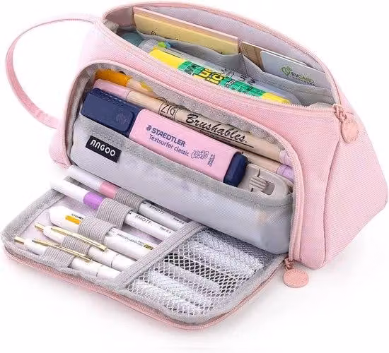 Borsa in pelle per bambine, capiente, color rosa pastello.