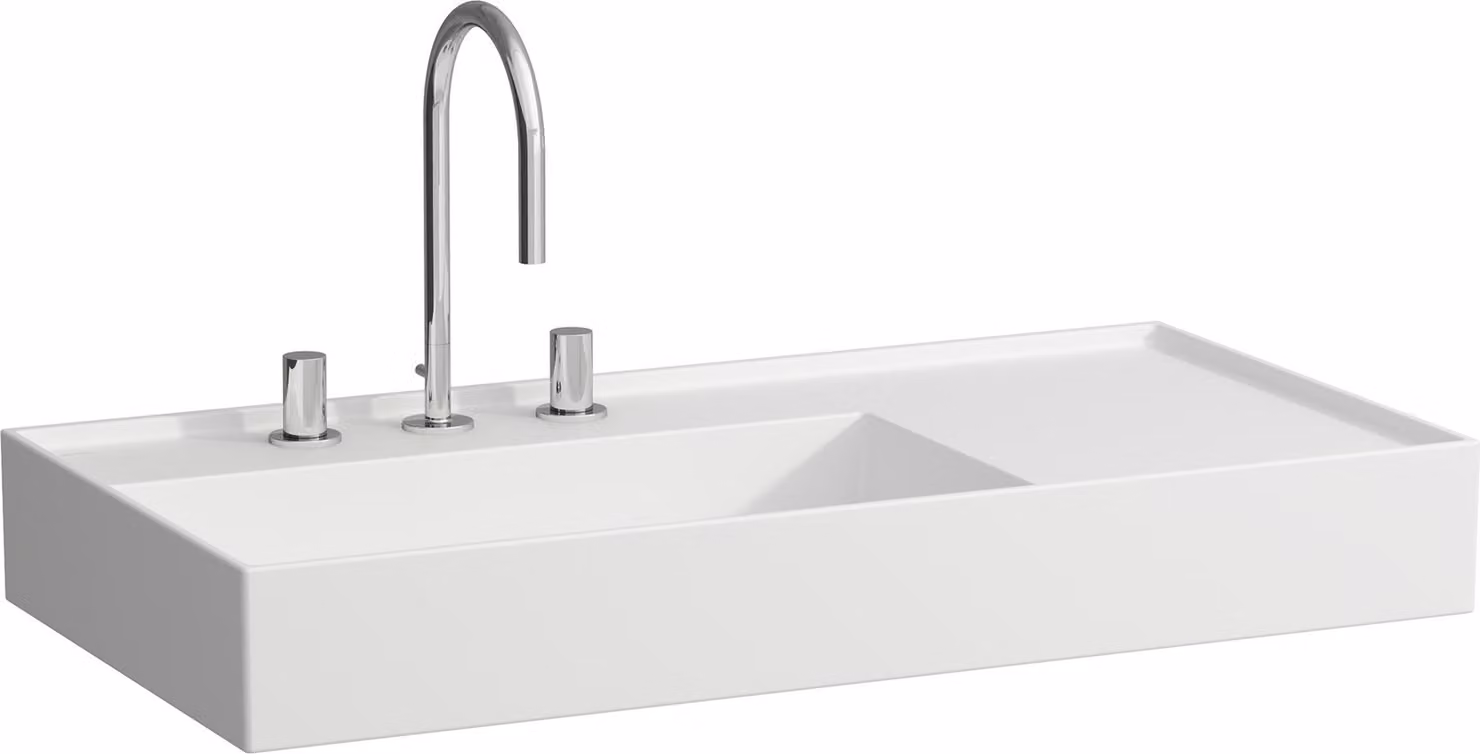 LAUFEN Kartell lavabo, 3 trous pour robinets, sans trop-plein, tablette à droite, 900x460mm, H8103387571581, H8103387571581