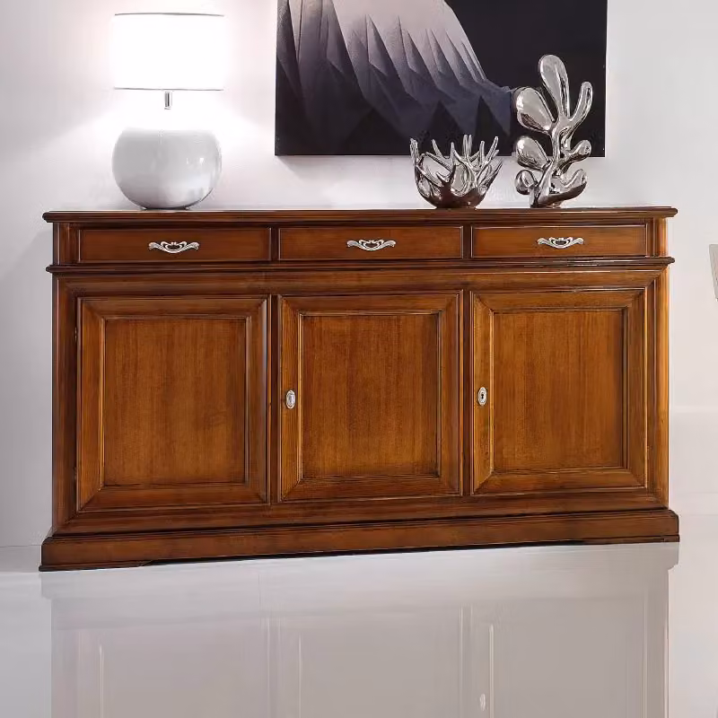Madia credenza con 3 porte in legno tinta noce Mobili 2G L: 180 cm, P: 48 cm, H: 100 cm – 4