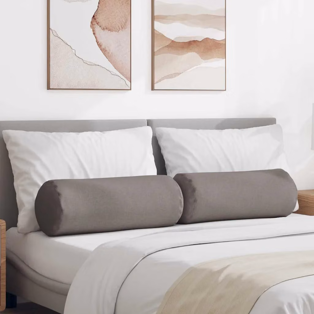 Set di 2 cuscini a rullo vidaXL in tessuto di poliestere, disponibili in beige o grigio, Ø 25 x 70 cm