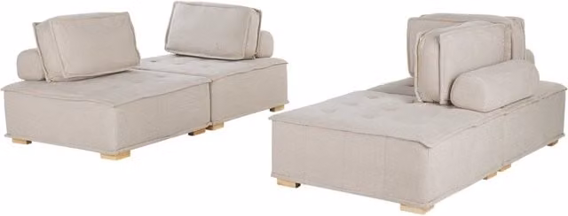 Divano Modulare Scandinavo BELIANI Beige in Tessuto con Cuscini e Coperture Rimovibili per 4 Persone