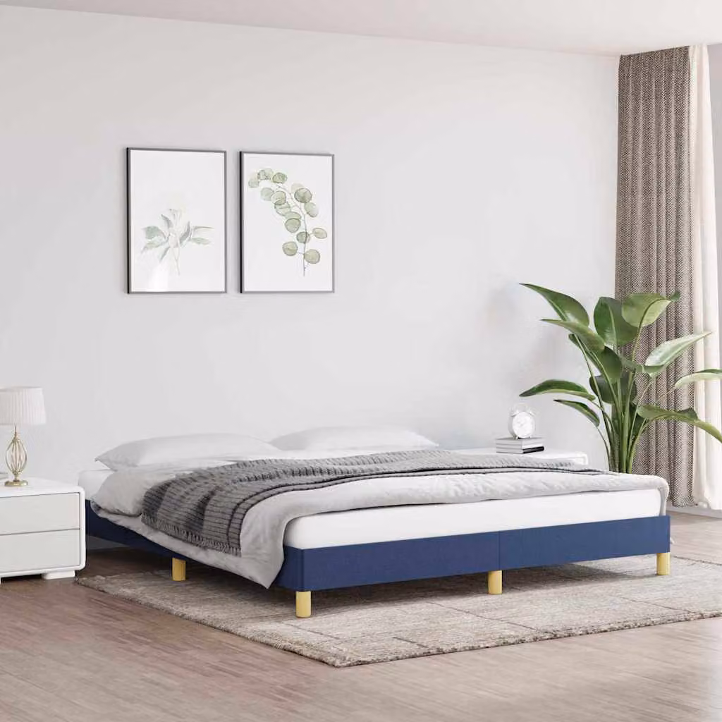 vidaXL Giroletto in tessuto blu con doghe in legno L: 180 cm, P: 200 cm, H: 23 cm