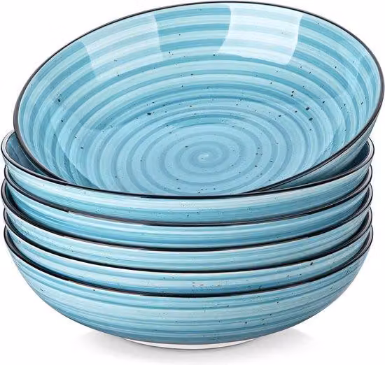 Set di bacinelle in Vetroceramica - blu - larghe - poco profonde - grandi - in Vetroceramica - 6 pezzi