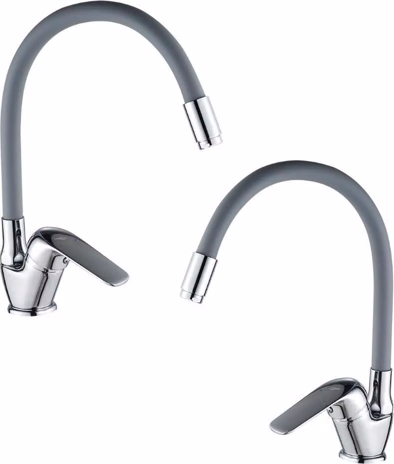 Rubinetto da lavello indipendente con bocca flessibile, rubinetto da cucina grigio