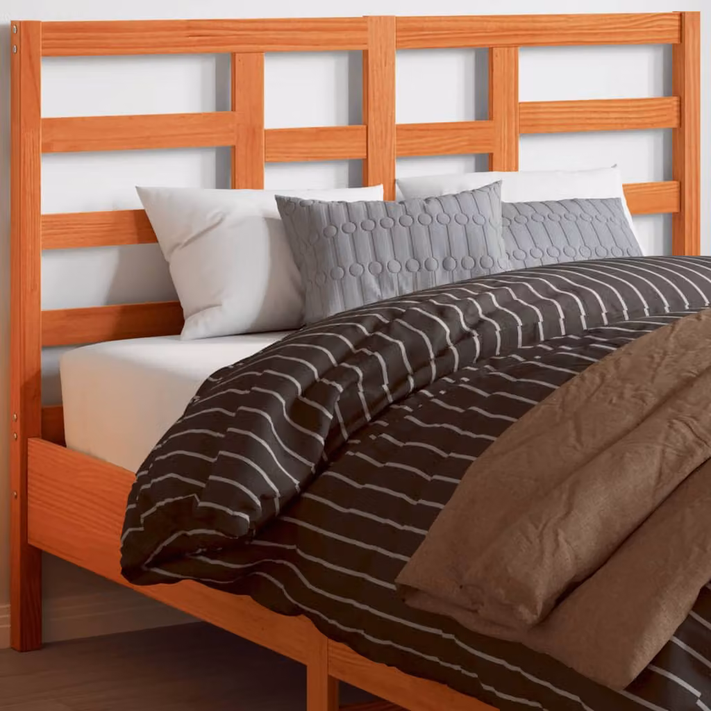 Testiera per letto vidaXL in legno massello di pino color marrone cera stile rustico L: 140,5 cm, H: 104,0 cm, P: 8,5 cm