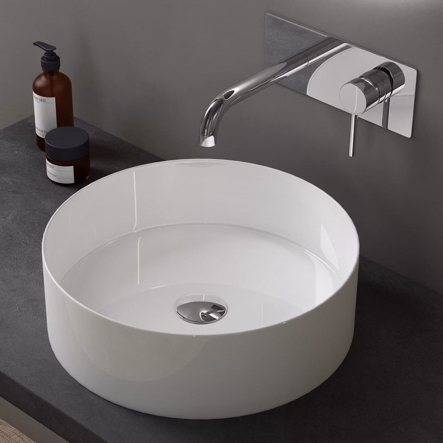 doporro Lavabo da Appoggio 40x40x13cm, Lavandino Bagno Brš¹ssel203 in Vetroceramica con Nano Rivestimenti inclusi, Bianco