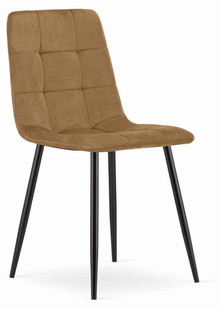 Sedia Kara in velluto marrone con gambe in metallo nero
