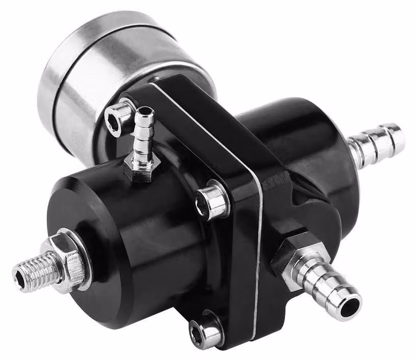 Regolatore di pressione del carburante universale in alluminio con manometro, regolabile da 0 a 140 psi