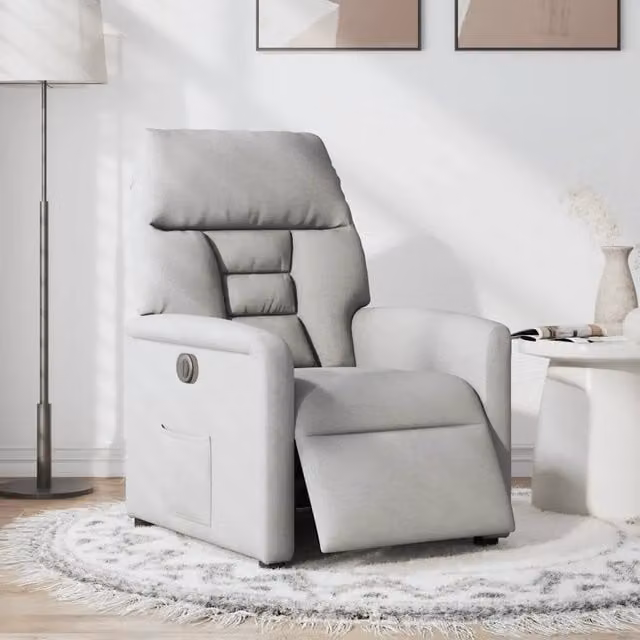 Poltrona Elettrica Reclinabile-Divano Sedia Grigio Nuvola in Tessuto 388419