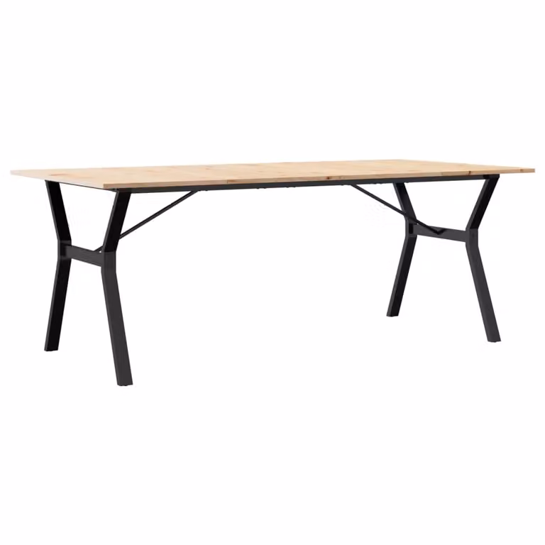 Tavolo da Pranzo Telaio a Y 200x100x75 cm Legno Pino e Acciaio