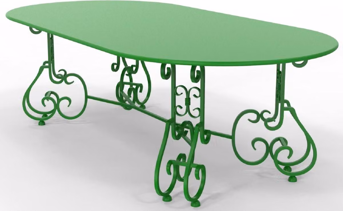 Casa Padrino Tavolo da giardino liberty 245 x 120 x H. 73,5 cm - Vari colori - Tavolo ovale in ferro battuto per giardino e patio - Mobili da giardino e patio in ferro battuto liberty