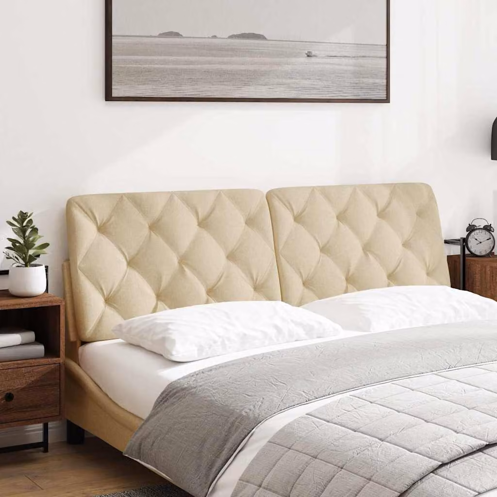 vidaXL Cuscino Testiera Crema 160 cm in Tessuto