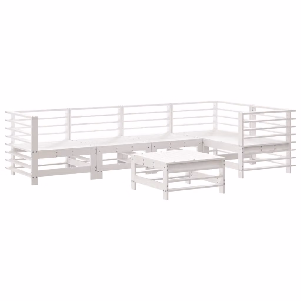 Set Salotto da Giardino 6 pz Bianco in Legno Massello di Pino