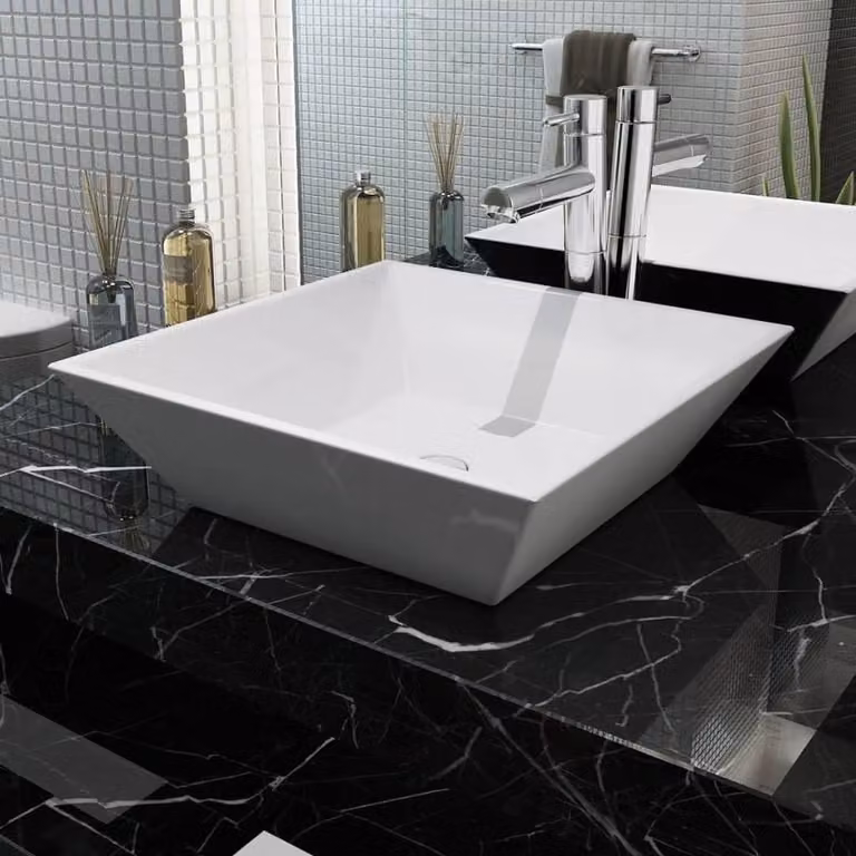 Lavabo quadrato in Vetroceramica moderna per il bagno