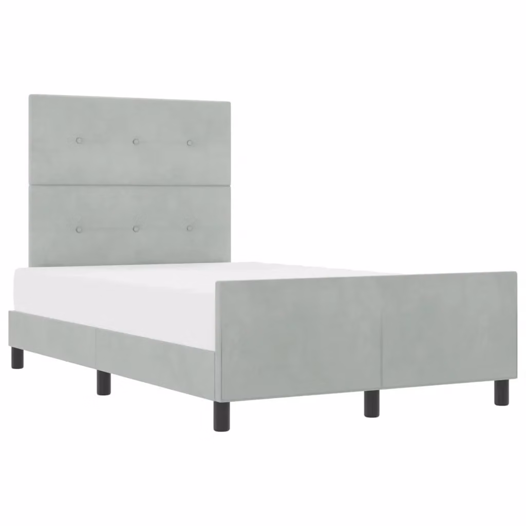 Letto a molle con testiera vidaXL in velluto grigio, L/P/H: 120 x 200 cm – 2