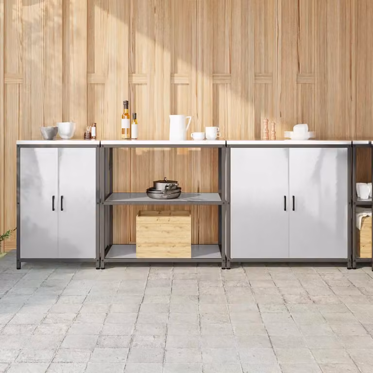 vidaXL Mobile Unit per Cucina in Stile Industrial Argento con Ante a Battente e Ripiani Interni L: 92,0 cm, P: 50,0 cm, H: 73,14 cm