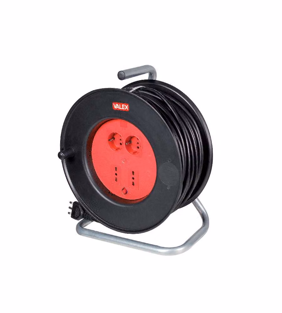 Valex Avvolgicavo Major 50M con 2 Prese Shuko e 2 Bipasso 10/16A