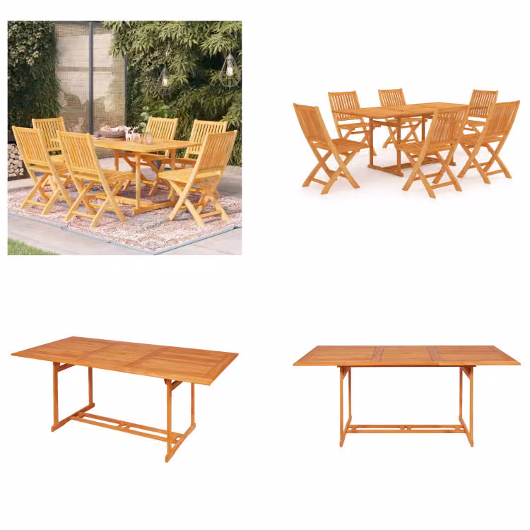 vidaXL set da pranzo da giardino 7 pezzi in teak massiccio - Set da pranzo da giardino - Set da pranzo da giardino - Set di mobili da giardino - Set di mobili da giardino